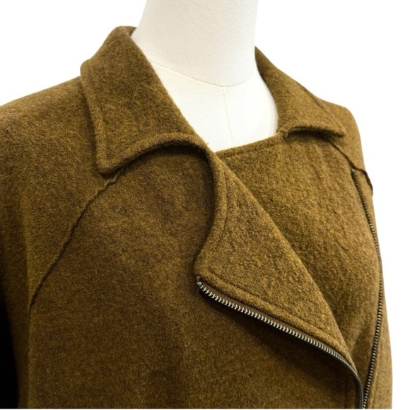 EILEEN FISHER Large Lightweight Boiled Wool Motorcycle Jacket GOLD LEAF NWT $388 - Picture 14 of 14